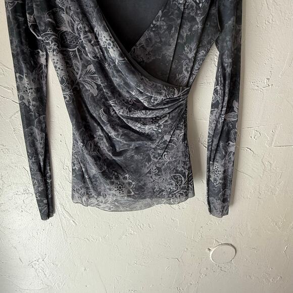 Lucy + Fiona Y2k Renaissance Whimsigoth Chiffon Floral Wrap Mesh Top - Picture 3 of 8